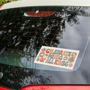 Celebrate Minds of All Kinds Bumper Decals, Inclusive Classroom Car Decor, Neurodiversity Decal, Colorful Teacher Banner for School UN21BS12
