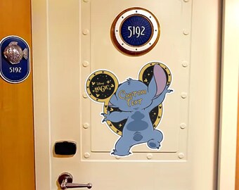 Funny Stitch Climbing a Porthole Disney Cruise Line Magnet/Personalized Stateroom Door Magnets Disney Cruise Magnet Stitch Magnet OIO403