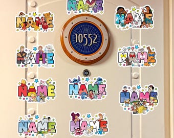 Personalized Disney Cruise Magnet, Custom Name Door Magnet, DCL Stateroom Decoration, Family Vacation Character Magnet Set OIO404