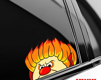 Heat Miser and Snow Miser Peeker Sticker – Classic Christmas Vinyl Decal, Cute Waterproof Car Window Sticker, Laptop & Bottle Decor OHV118