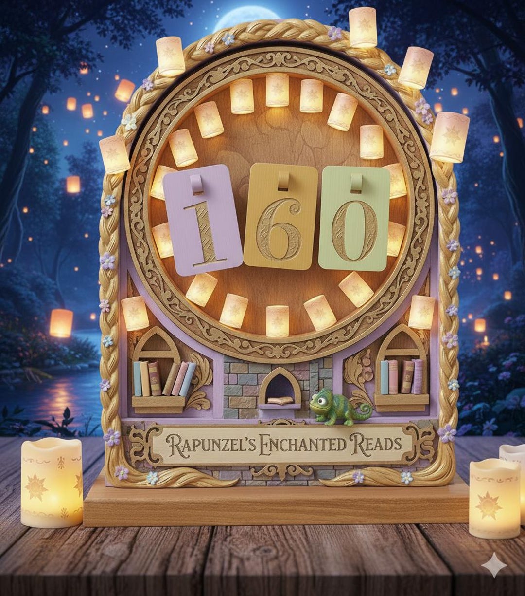 Countdown Timer Tangled Ropes Rapunzel Read Tracker, Tangled Book Countdown, Lantern Book Tracker ...