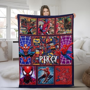 Custom Spiderman Blanket, Custom Name Spiderman Birthday Blanket, All Spiderman Blanket Gift, Christmas Blanket Gift UMZM16