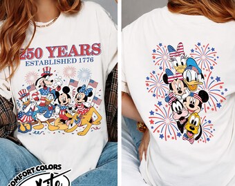 America Anniversary Disney 4th of July Shirt Comfort Colors, USA Flag Red White 250th Years of Freedom, Independence Day Patriotic  UOYD18