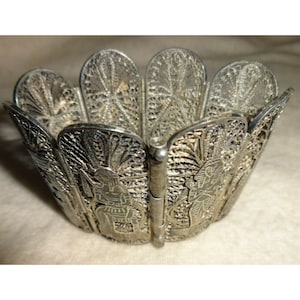 Antique EGYPTIAN Filigree GILT Sterling Silver Cuff Bracelet Egypt Sz 6