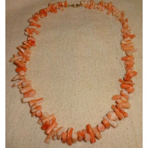 Antique Vintage Pink Angel Skin Coral 14k Gold Clasp Necklace 16&quot;