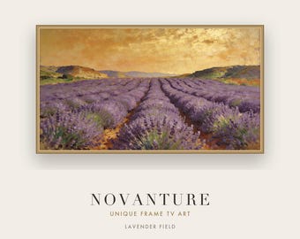 Samsung Frame TV Art Lavender Field Impressionist Purple Gold Landscape Painting