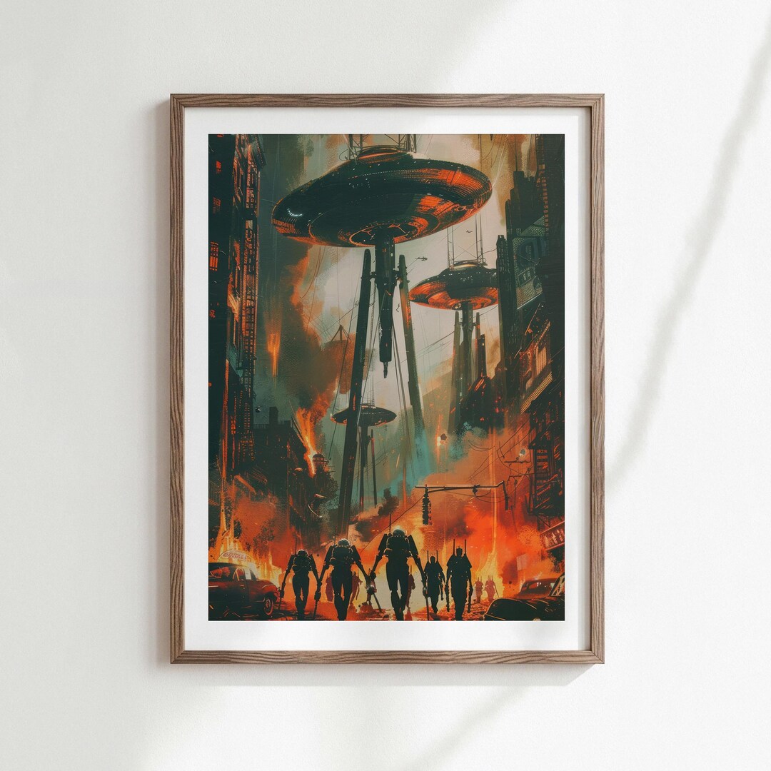 Alien Invasion Poster: Sci Fi Apocalypse Wall Art Print (digital ...