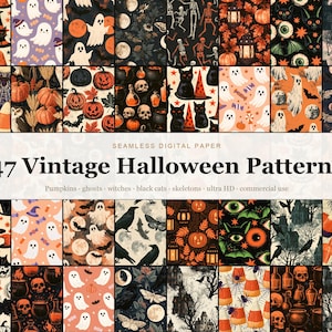 Vintage Halloween Patterns digital paper bundle