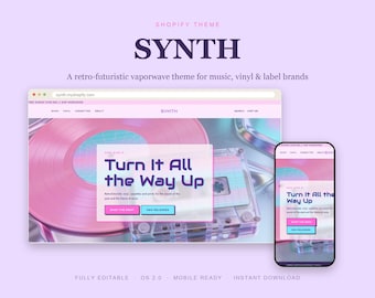 Music Shopify Theme, Vaporwave Vinyl Records Template, Retro 80s OS 2.0 Website, Instant Download