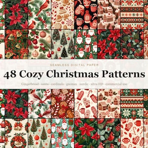 Cozy Christmas Patterns digital paper bundle