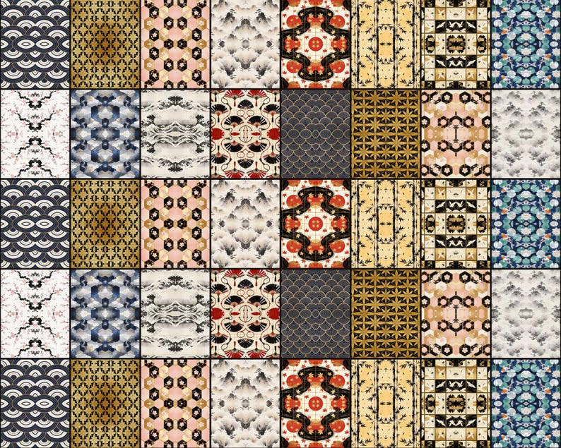 Japanese Wagara Patterns digital paper bundle
