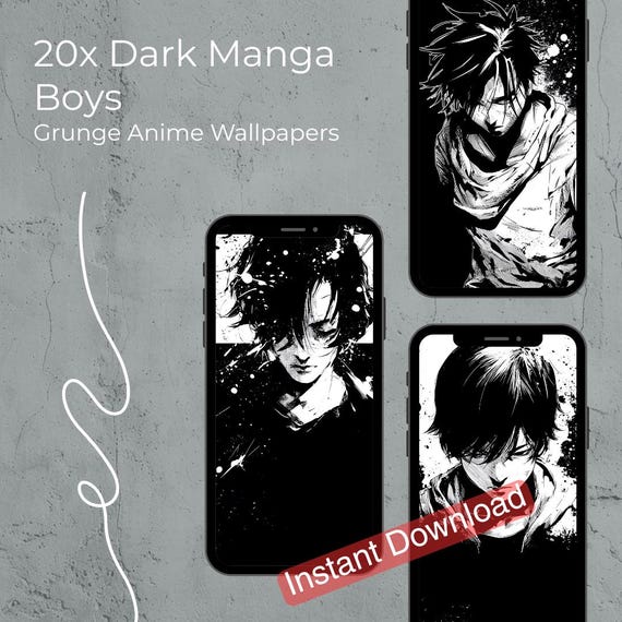 iPhone Wallpaper Dark Manga Boys Bundle Grunge Anime Phone Background 