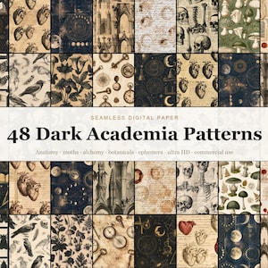 Dark Academia Patterns digital paper bundle
