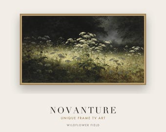 Samsung Frame TV Art Moody Wildflower Field Botanical Nature Painting Digital