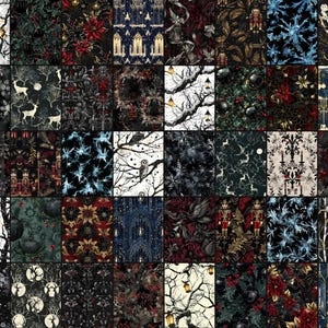 Gothic Winter Christmas Patterns digital paper bundle