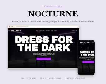 Techno Clubwear Shopify Theme, Dark Latex Fashion Store Template, Animated Strobe Neon Nightlife OS 2.0 Website, Instant Download