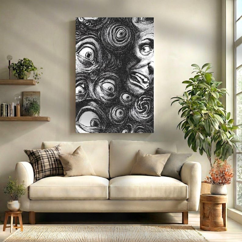 Spiral Art Print Digital Download, Surreal Horror Manga Wall Decor, Junji Ito Style (Digital Download) image 2