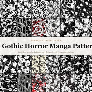 Gothic Horror Manga Patterns digital paper bundle