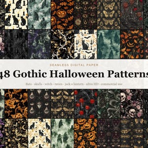 Gothic Halloween Patterns digital paper bundle