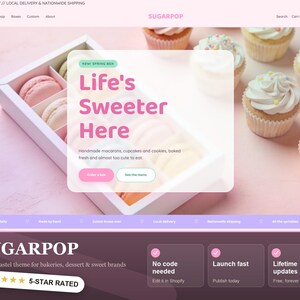 Tema Pastel Bakery para Shopify, sitio web Sweet Brands OS 2.0 (Descarga instantánea)