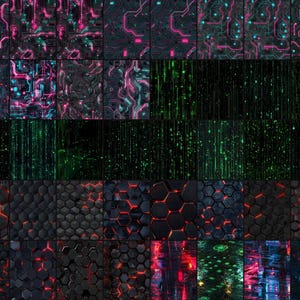 Cyberpunk Patterns digital paper bundle