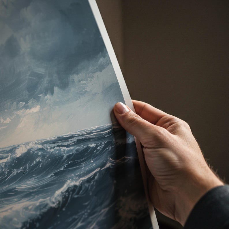 Dark Moody Seascape Wall Art Print, Stormy Ocean Digital Download Printable (Digital Download) image 2