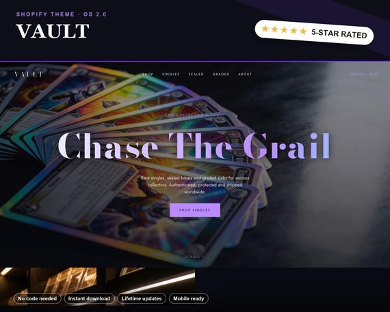 Trading Card Shopify Theme, TCG Store Template, Holographic Collector 