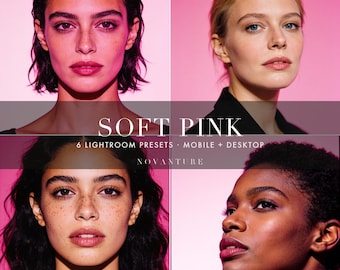 Soft Pink Lightroom Presets Bundle, 6 Mobile Desktop Presets (Instant Download)