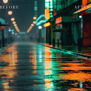 Rainy Streets Lightroom Presets Bundle, 6 Mobile & Desktop Presets, Cinematic Photo Filter, Instagram Blogger Aesthetic (Instant Download) image 6