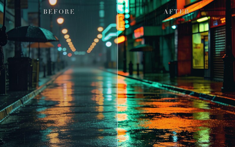 Rainy Streets Lightroom Presets Bundle, 6 Mobile & Desktop Presets, Cinematic Photo Filter, Instagram Blogger Aesthetic (Instant Download) image 6