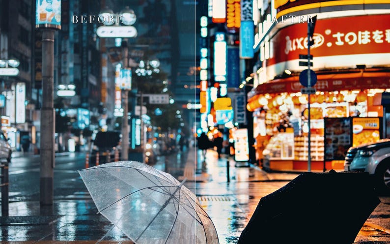 Rainy Streets Lightroom Presets Bundle, 6 Mobile & Desktop Presets, Cinematic Photo Filter, Instagram Blogger Aesthetic (Instant Download) image 5