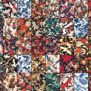 Japanese Irezumi Patterns digital paper bundle