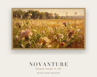 Frame TV Art Samsung Wildflower Meadow Impressionist Golden Landscape Painting