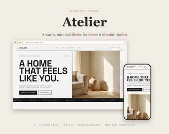 Atelier Shopify Theme, Minimal Home Decor Website Template (Instant Download)