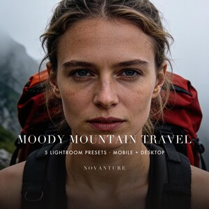 Bundel met Lightroom-presets voor sfeervolle berglandschappen, cinematische reisfotografie (mobiel/desktop) afbeelding 1