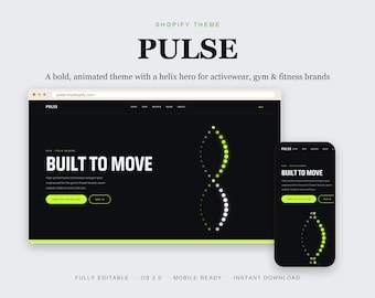 Fitness Shopify Theme, Activewear Gym Store Template, Bold Animated Helix Athletic OS 2.0 Website, Instant Download