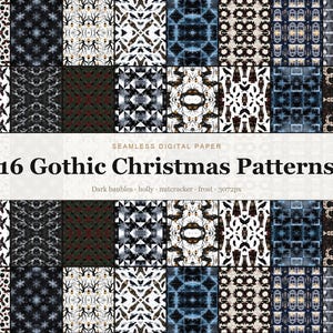 Gothic Christmas Patterns digital paper bundle