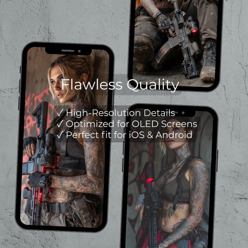 Tattooed Alt Girl iPhone Wallpaper Bundle: Tactical (Digital Download) image 3