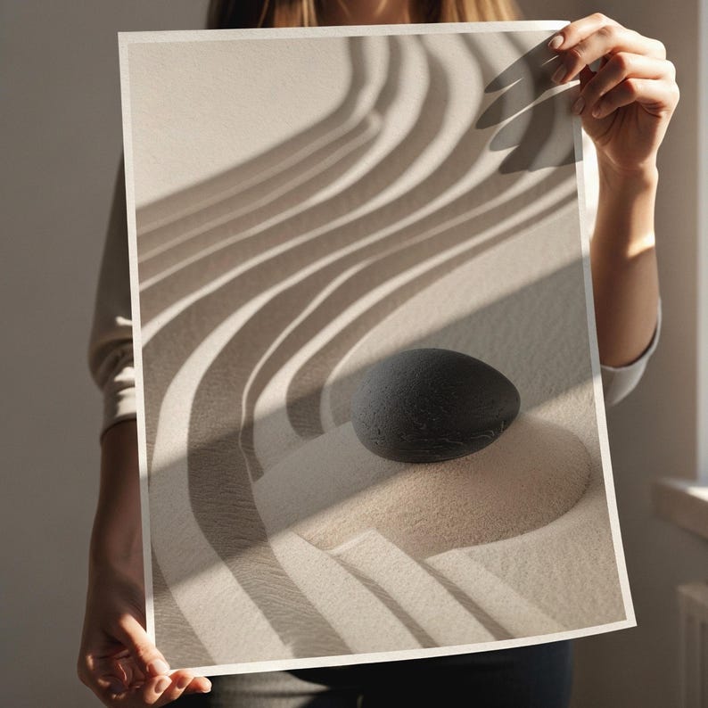 Art Print Zen Rock Garden Minimalist Japanese Wall Decor Modern Meditation Artwork (Digital Download) image 3