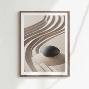 Art Print Zen Rock Garden Minimalist Japanese Wall Decor Modern Meditation Artwork (Digital Download) image 1