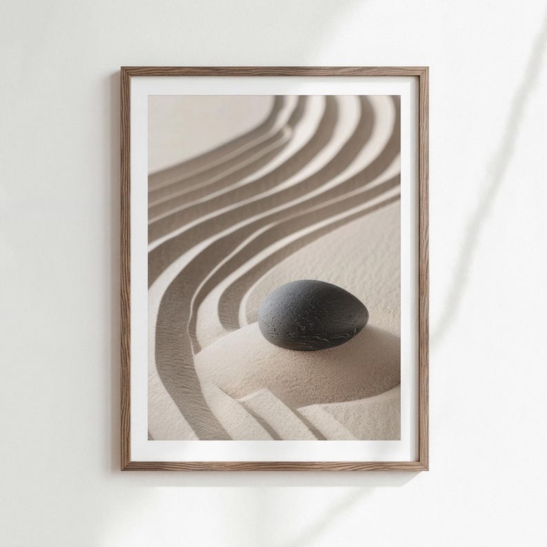Art Print Zen Rock Garden Minimalist Japanese Wall Decor Modern Meditation Artwork (Digital Download) image 1