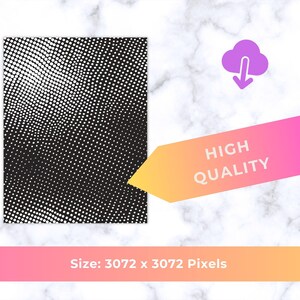 May include: Black and white abstract art print with a dotted pattern. The image includes a gradient arrow with the text "HIGH QUALITY" and a cloud icon with a downward arrow. The size is 3072 x 3072 pixels.