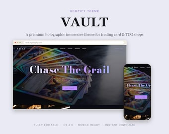 Trading Card Shopify Theme, TCG Store Template, Holographic Collector Website for Singles Sealed & Graded Cards, OS 2.0, Instant Download