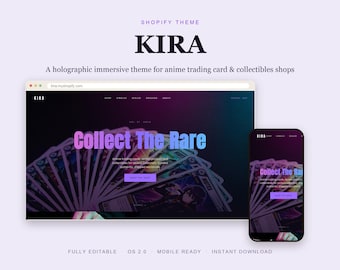 Anime Trading Card Shopify Theme, TCG Collectibles Store Template, Holographic Dark Animated OS 2.0 Website, Instant Download