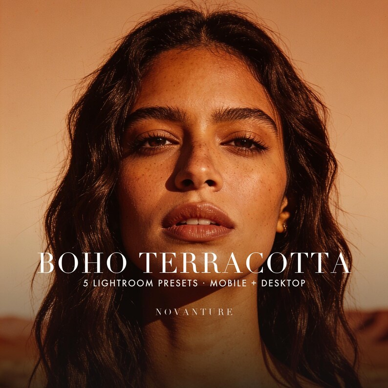 Boho Terracotta Lightroom Presets, Warm Earthy Tones (Mobile + Desktop) image 1