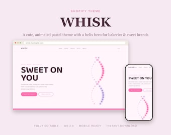 Bakery Shopify Theme, Pastel Cute Cake Sweets Store Template, Animated Helix Dessert OS 2.0 Website, Instant Download