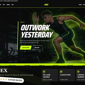 Tema de Shopify para fitness, plantilla para gimnasios y ropa deportiva, sitio web Bold Athletic OS 2.0, descarga instantánea.