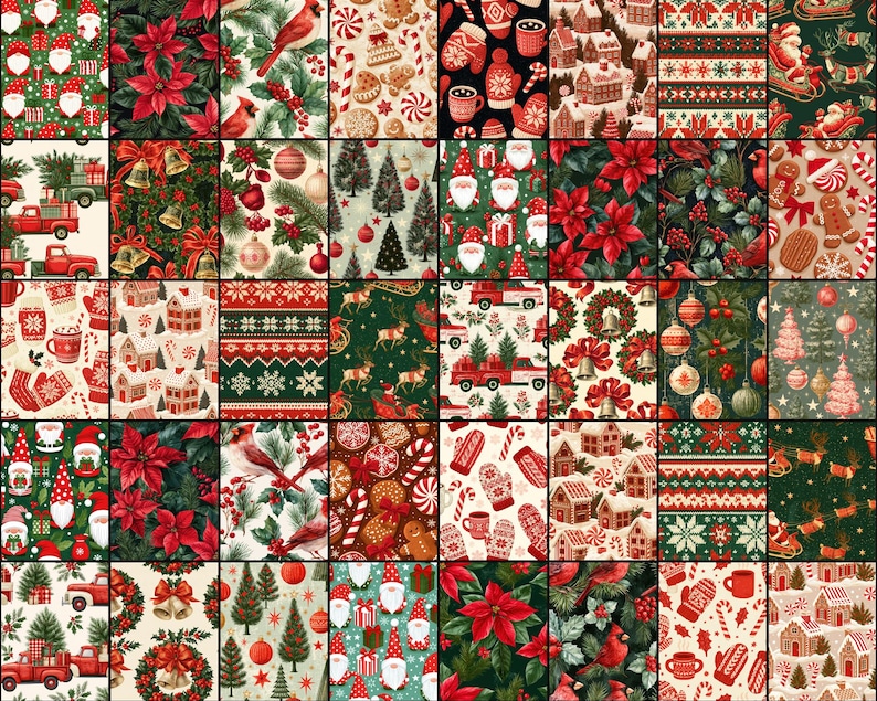 Cozy Christmas Patterns digital paper bundle