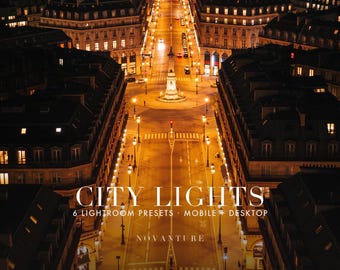 City Lights Lightroom Presets Bundle, Warm Urban Photography (Mobile/Desktop Download)
