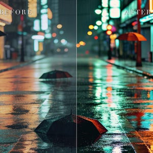 Rainy Streets Lightroom Presets Bundle, 6 Mobile & Desktop Presets, Cinematic Photo Filter, Instagram Blogger Aesthetic (Instant Download) image 3